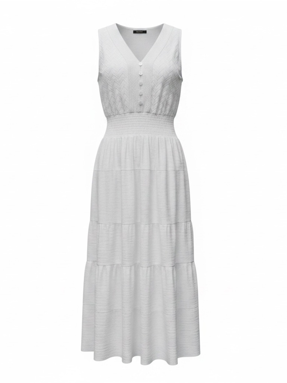 J. Gee White Boho Crochet Bodice Tiered Maxi Dress fits like L - Picture 2 of 9